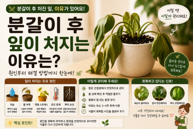 분갈이 후 처진 식물 관리법 썸네일