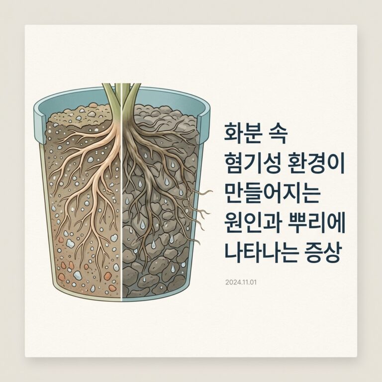 ai thumbnail minimal 화분 속 혐기성 환경이 만들어지는 원인과 뿌리에 나타나는 증상 1788684908